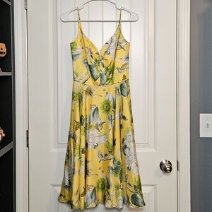 Donald Deal Silk Yellow Floral A-Line Sundress